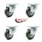 Service Caster 3 Inch Gray Polyurethane Wheel Swivel Top Plate Caster Set SCC-20S314-PPUB-TP2-4 - alternate 2